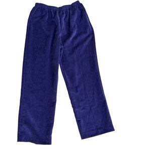 Alfred Dunner Womens Purple Corduroy Pants Size 12 Elastic Waist Casual Fit